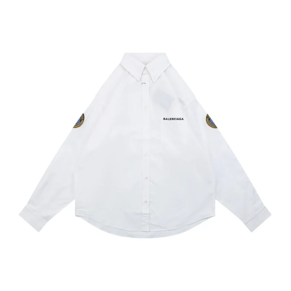 Balenciaga Double Lion Crest Embroidered Oversized Shirt Front view