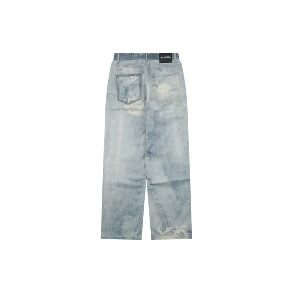 Balenciaga Faded Light Blue Wide-Leg Jeans Back view