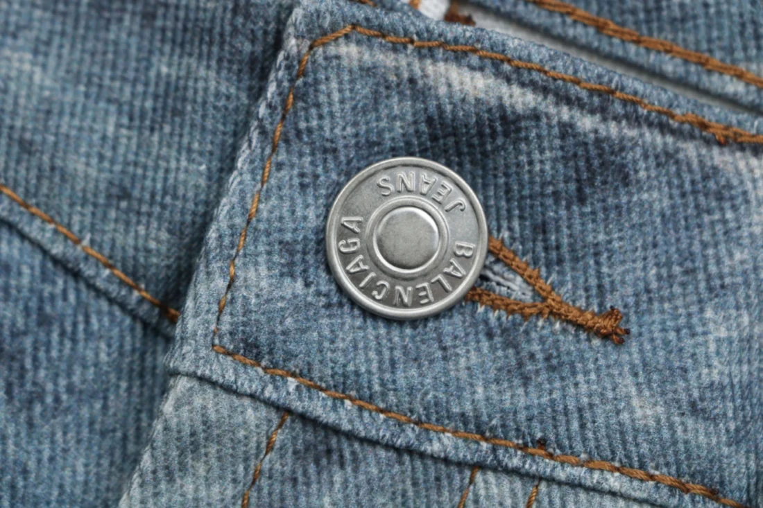 Balenciaga Faded Light Blue Wide-Leg Jeans Button