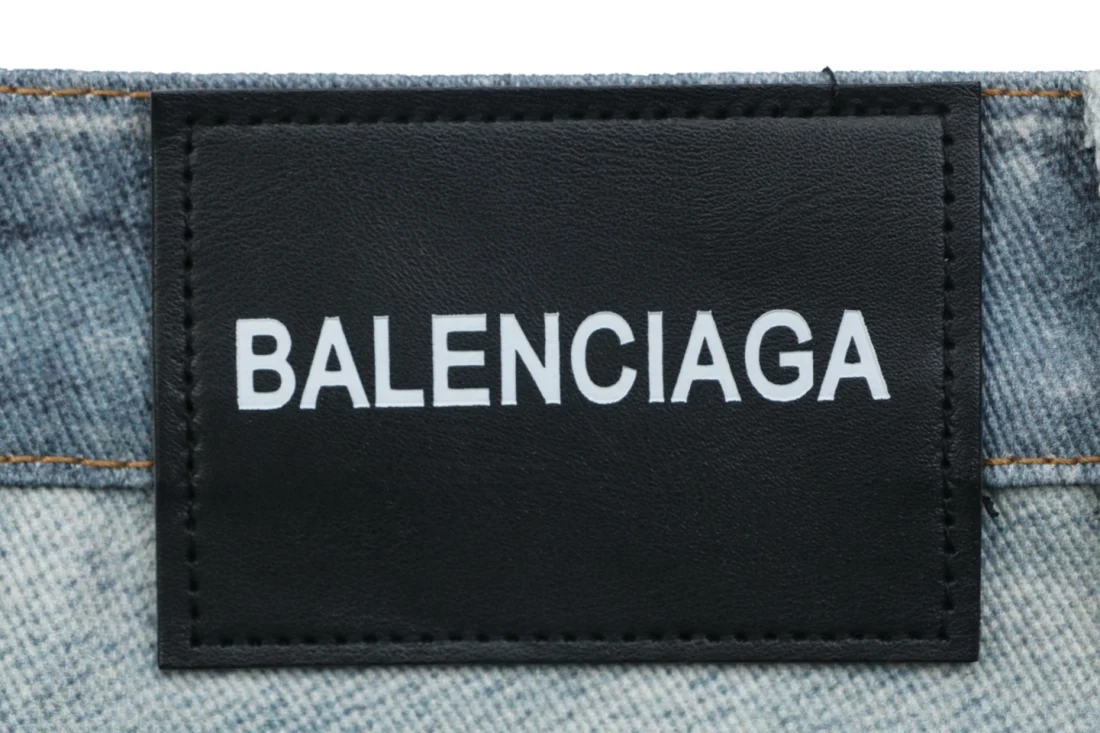Balenciaga Faded Light Blue Wide-Leg Jeans Brand label