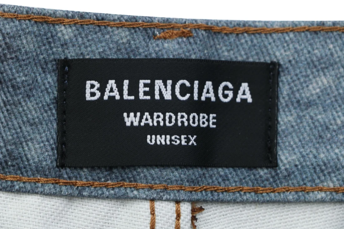 Balenciaga Faded Light Blue Wide-Leg Jeans Brand label
