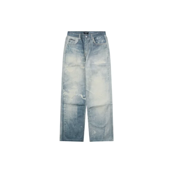 Balenciaga Faded Light Blue Wide-Leg Jeans Front view