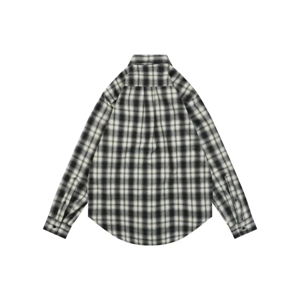 Balenciaga Paris Logo Pocket Black & White Plaid Shirt Back view