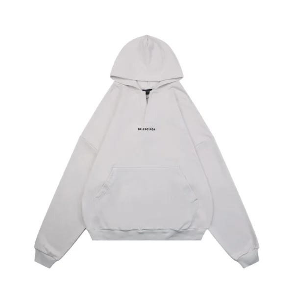 Balenciaga V-Neck Small Front Logo Oversized Hoodie Grey Front view