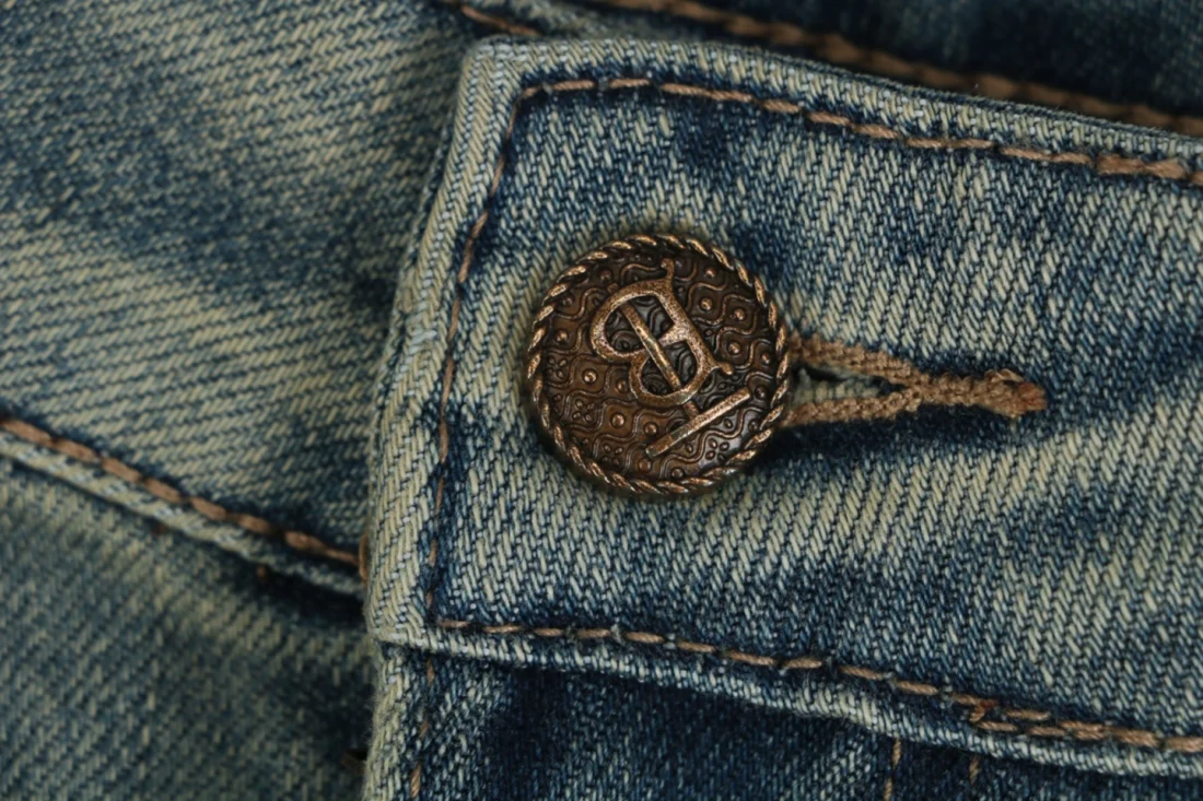 Burberry 1856 Orange Label Washed Denim Jeans Button