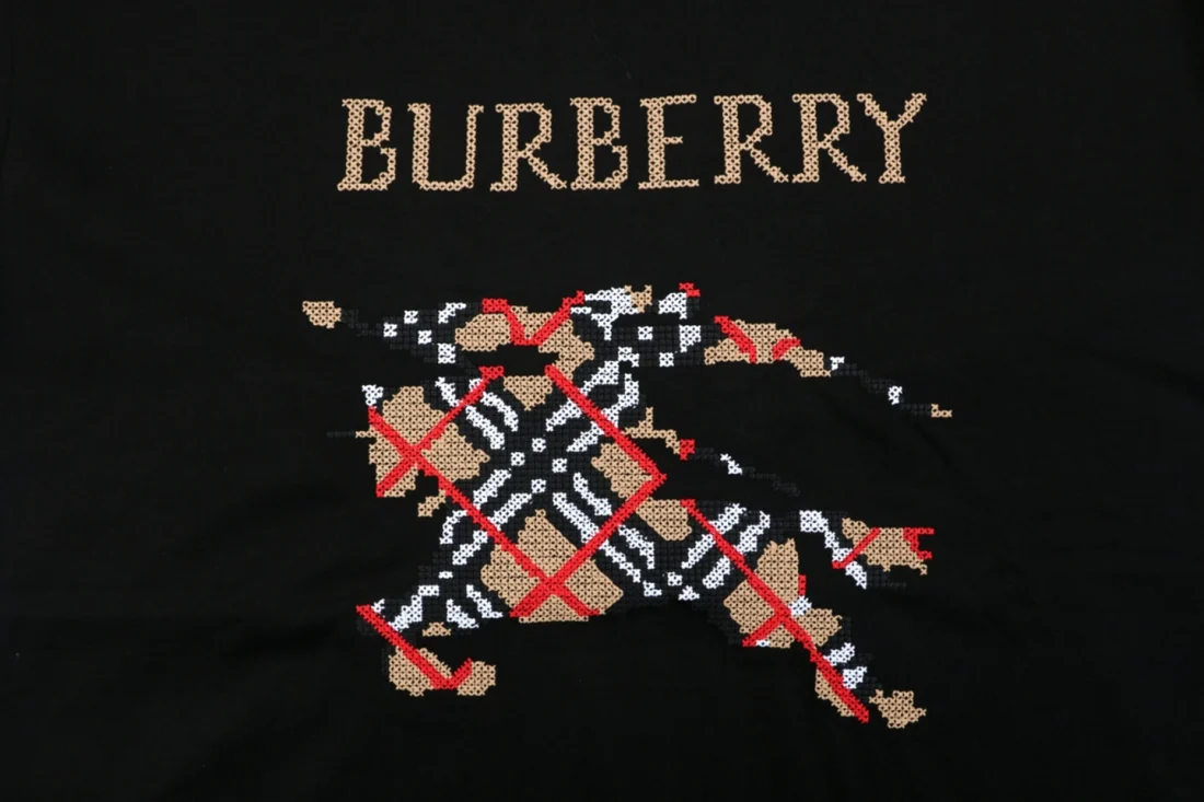 Burberry Check Equestrian Knight Embroidered Shirt Front Print