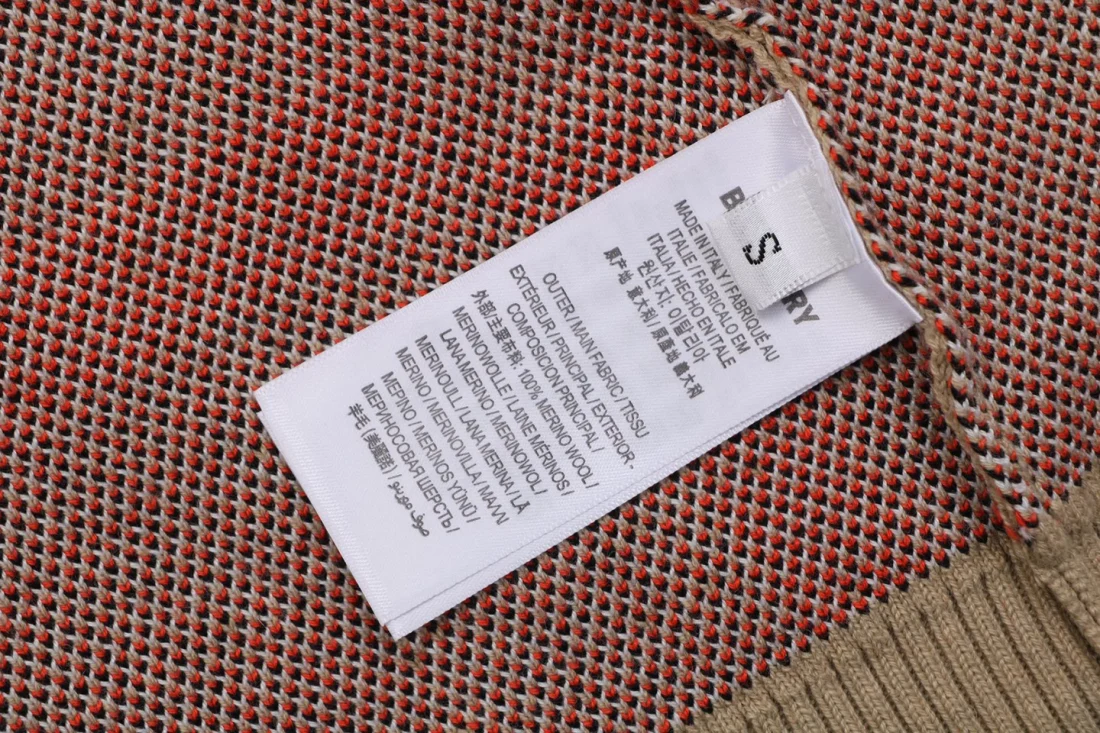 Burberry Check Jacquard Crewneck Sweater Wash label
