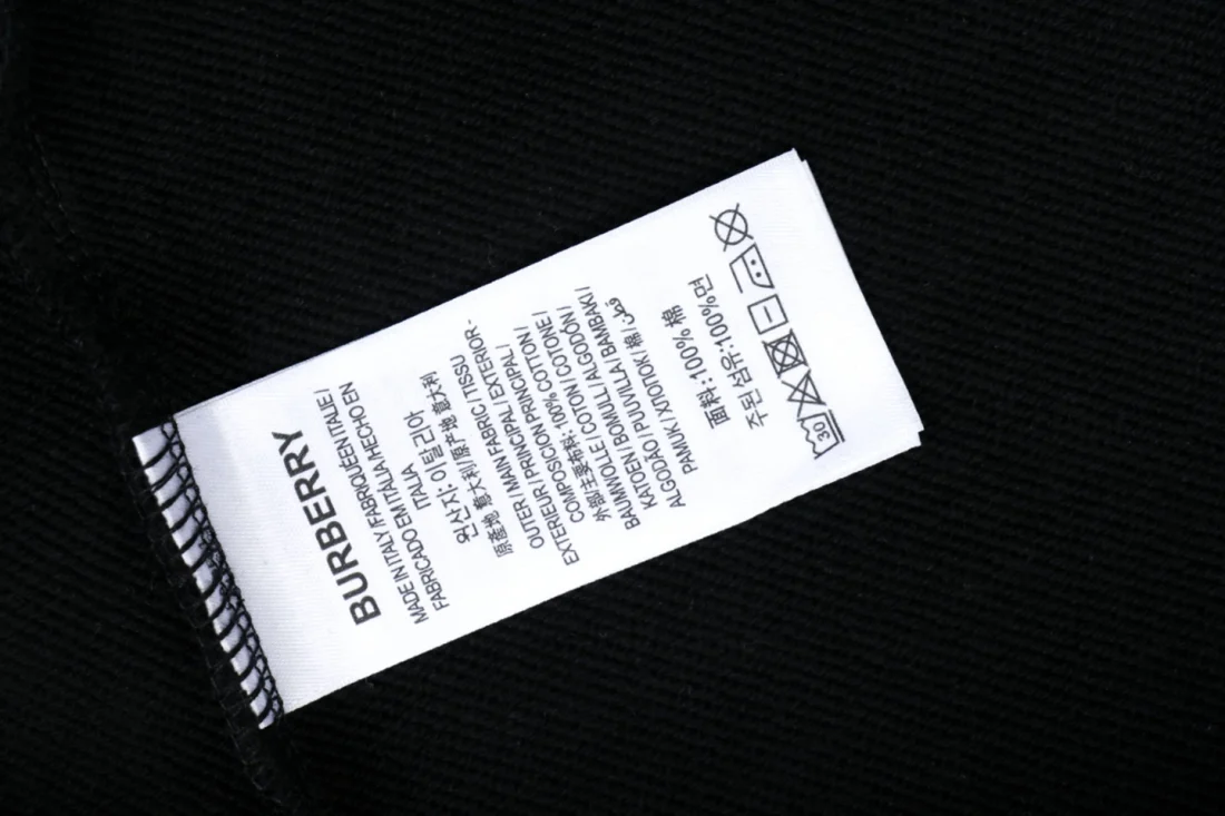 Burberry Check Panel Signature Logo Crewneck Sweatshirt Black Wash label