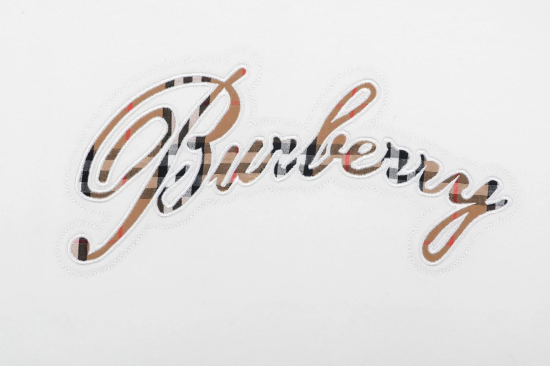 Burberry Check Panel Signature Logo Crewneck Sweatshirt White Front Brand