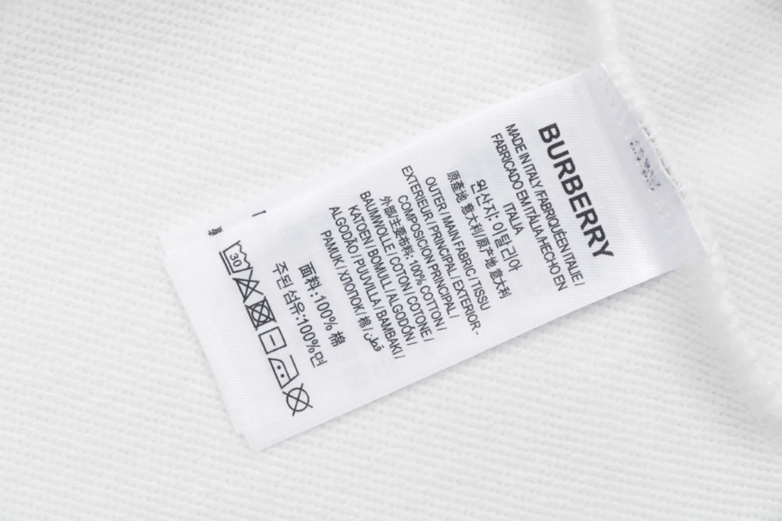 Burberry Check Panel Signature Logo Crewneck Sweatshirt White Wash label