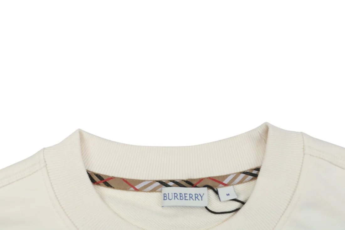 Burberry Check Patch Pocket Equestrian Knight Sweatshirt Beige Collar