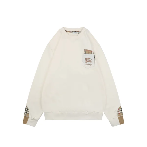 Burberry Check Patch Pocket Equestrian Knight Sweatshirt Beige Front view