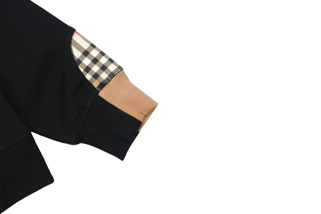 Burberry Check Patch Pocket Equestrian Knight Sweatshirt Black Cuff