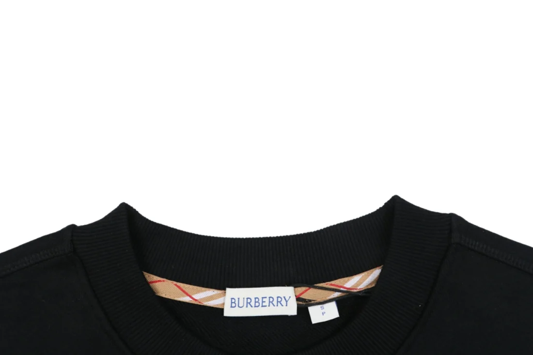 Burberry Check Patch Pocket Equestrian Knight Sweatshirt Black Collar