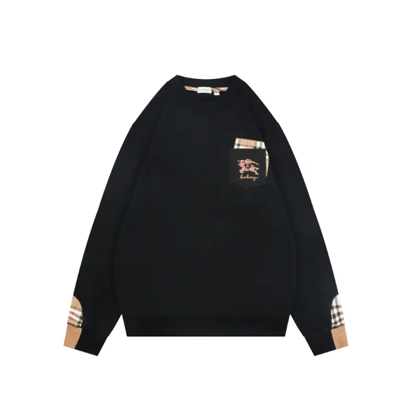 Burberry Check Patch Pocket Equestrian Knight Sweatshirt Black Front view
