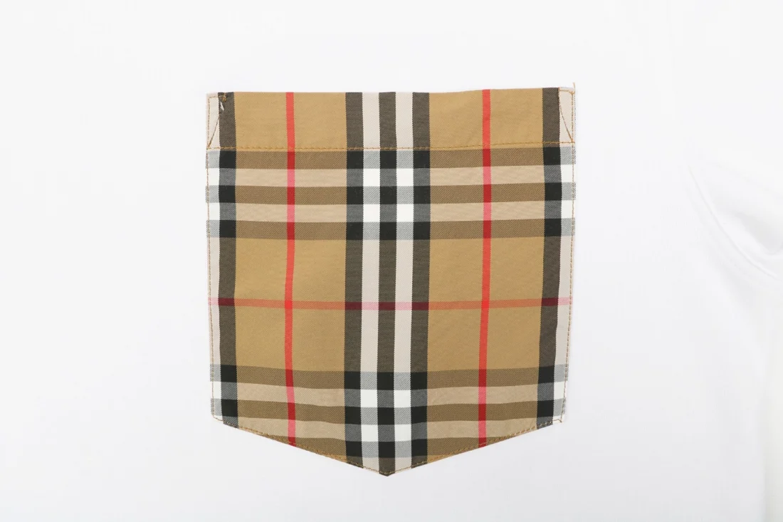 Burberry Check Pocket Heavyweight Cotton T-Shirt White Front Pocket