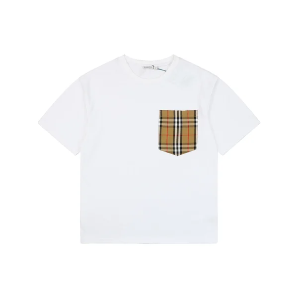 Burberry Check Pocket Heavyweight Cotton T-Shirt White Front view