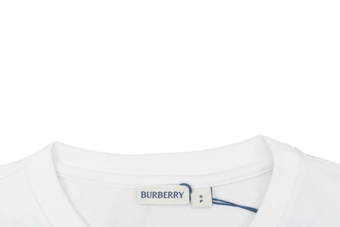 Burberry Check Pocket Heavyweight Cotton T-Shirt White Collar