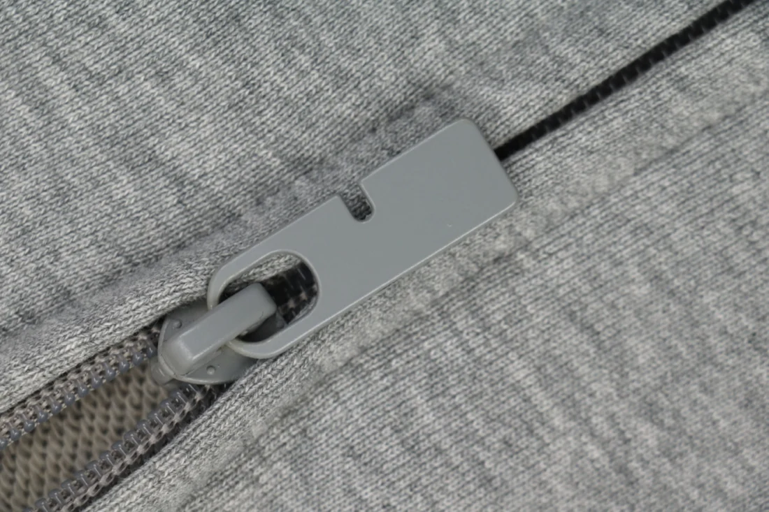Burberry Check Stripe Zip-Up Hoodie Grey Zipper puller