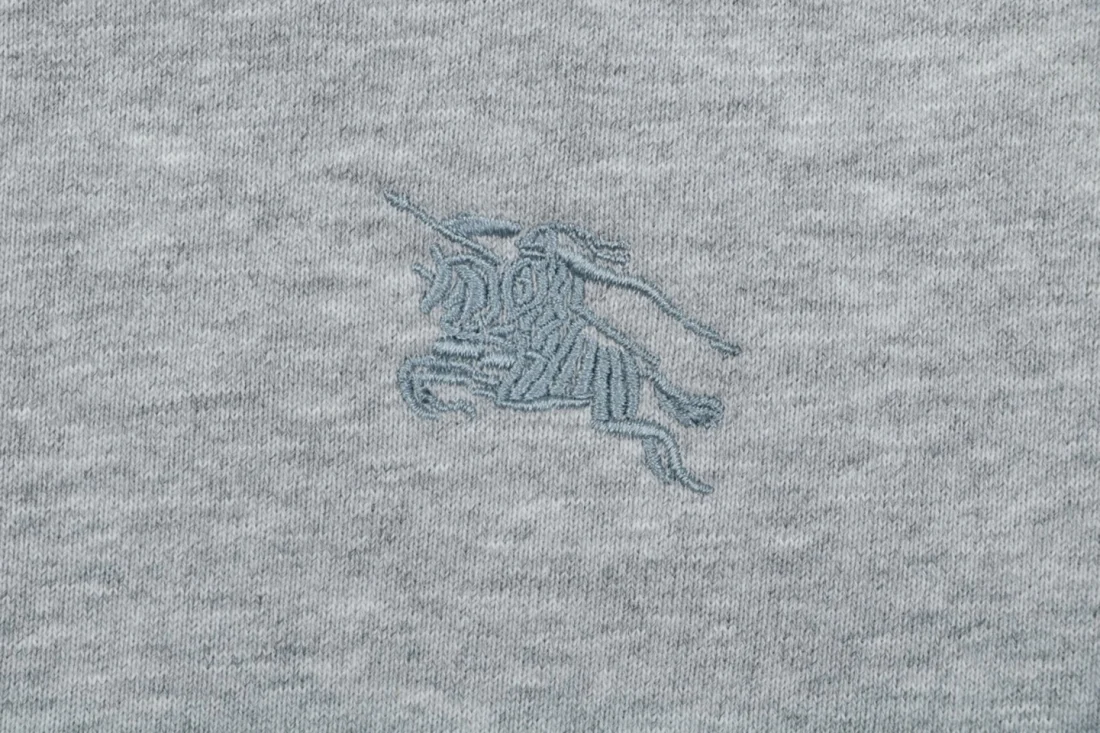 Burberry Equestrian Knight Embroidered Zip-Up Hoodie Grey Brand