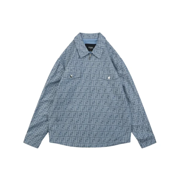 Fendi FF Monogram Light Blue Zip-Up Jacket Front view