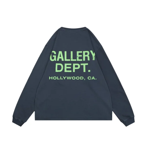 Gallery Dept Hollywood CA Fluorescent Green Distressed Logo Shirt Back view