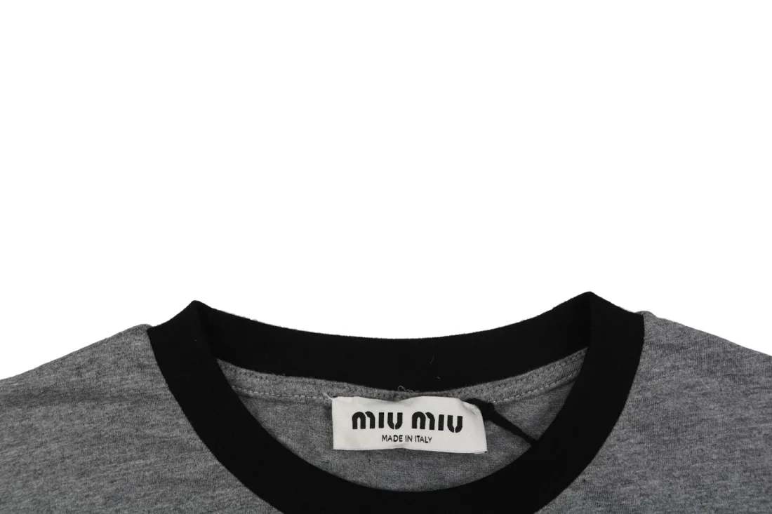 Miu Miu Contrast Collar Logo Shirt Collar