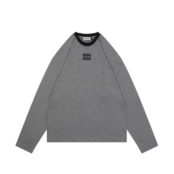 Miu Miu Contrast Collar Logo Shirt Front view