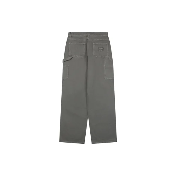 Miu Miu Logo Embroidered Washed Cargo Wide-Leg Pants Back view