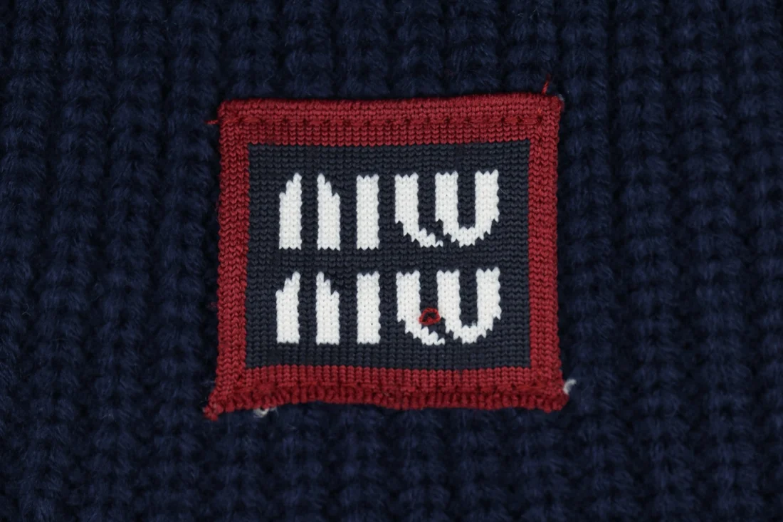 Miu Miu Logo Patch Color Block Knit Cardigan Brand