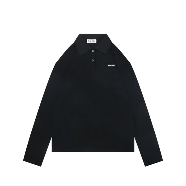 Miu Miu Logo Patch Relaxed Polo Shirt Front view