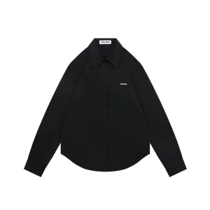Miu Miu Logo Patch Relaxed Shirt Front view