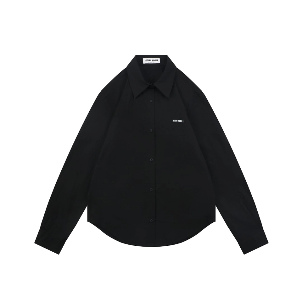 Miu Miu Logo Patch Relaxed Shirt Front view