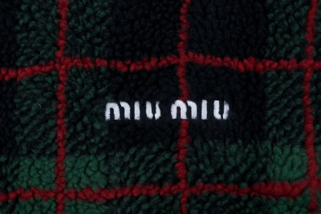 Miu Miu Tartan Teddy Fleece Jacket Brand
