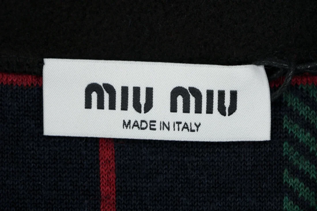 Miu Miu Tartan Teddy Fleece Jacket Brand label