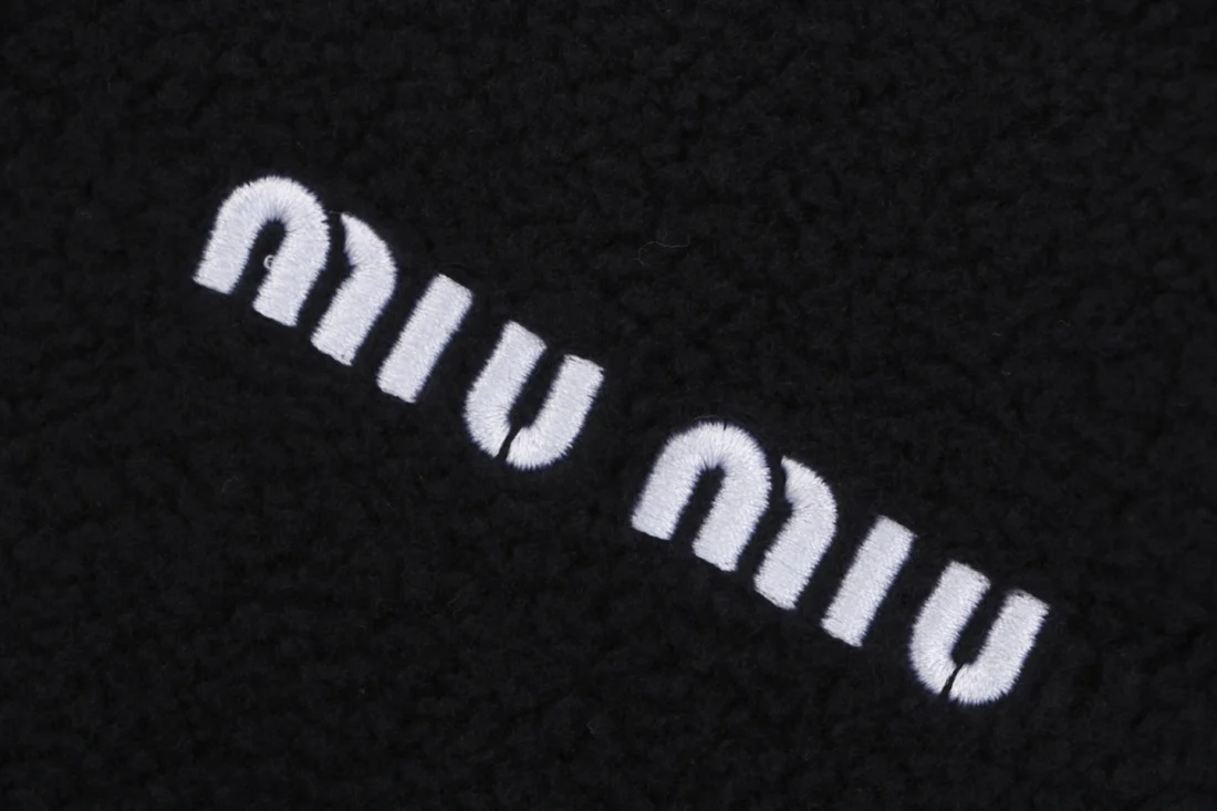 MiuM Embroidered Logo Fleece Hooded Jacket Brand