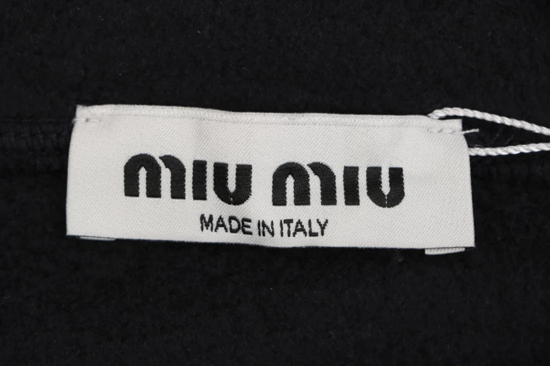 MiuM Embroidered Logo Fleece Hooded Jacket Brand label