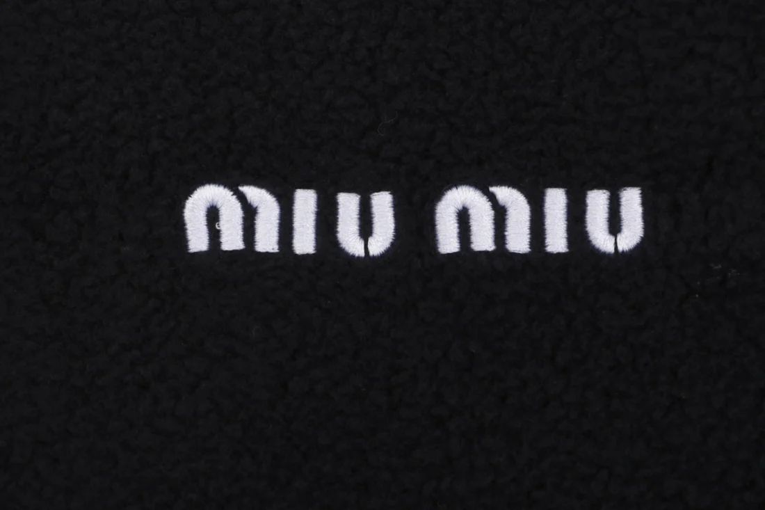 MiuM Embroidered Logo Fleece Hooded Jacket Brand
