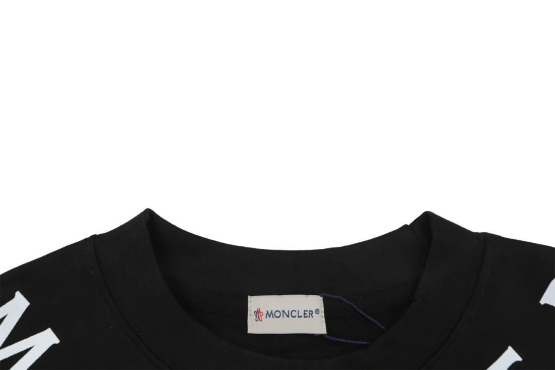 Moncler Collar Logo Print Crewneck Sweatshirt Black Collar