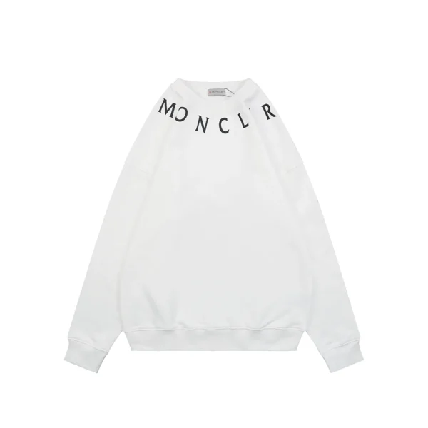 Moncler Collar Logo Print Crewneck Sweatshirt White Front view