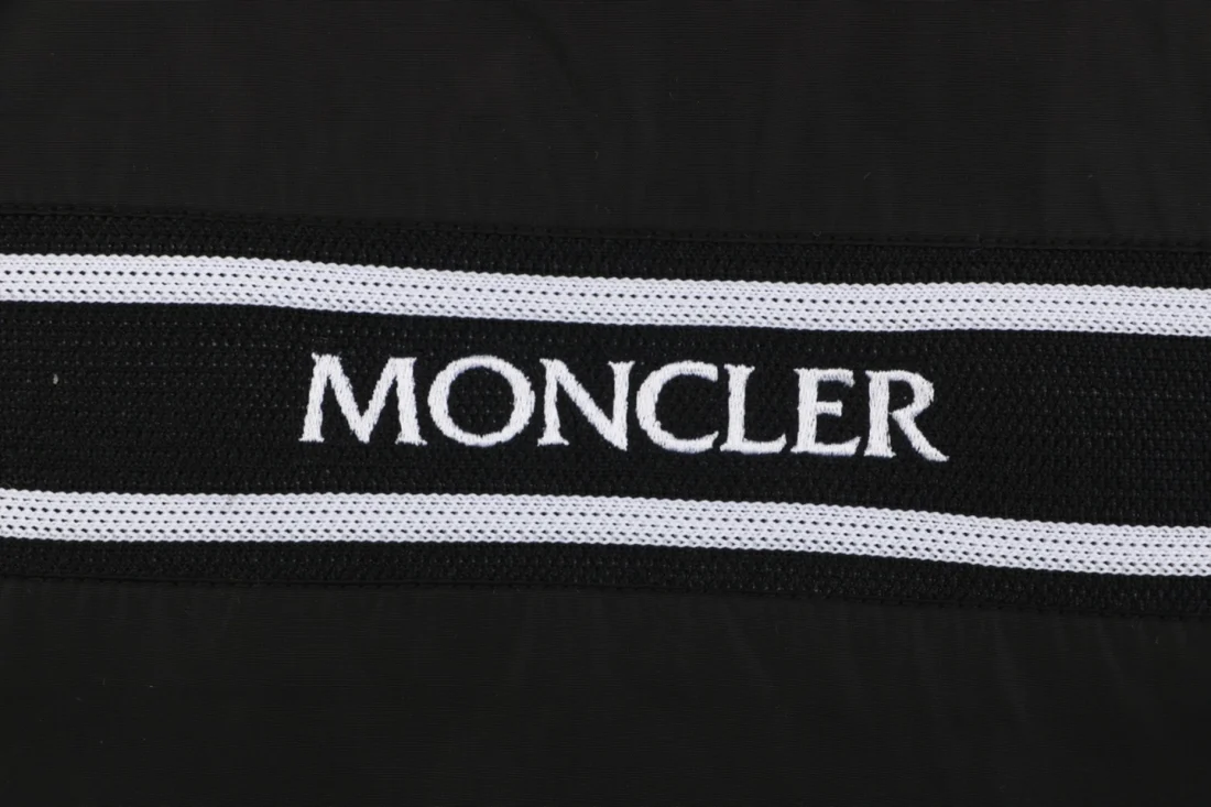 Moncler Logo Stripe Hooded Windbreaker Jacket Black Brand