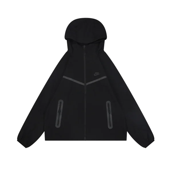 Nike Tech Windrunner V-Line Hooded Jacket Black Front view