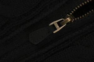 Ralph Lauren Cable-Knit Full-Zip Pony Logo Sweater Black Zipper puller