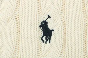 Ralph Lauren Cable-Knit Full-Zip Pony Logo Sweater Beige Brand