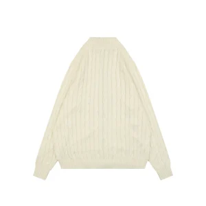 Ralph Lauren Cable-Knit Full-Zip Pony Logo Sweater Beige Back view
