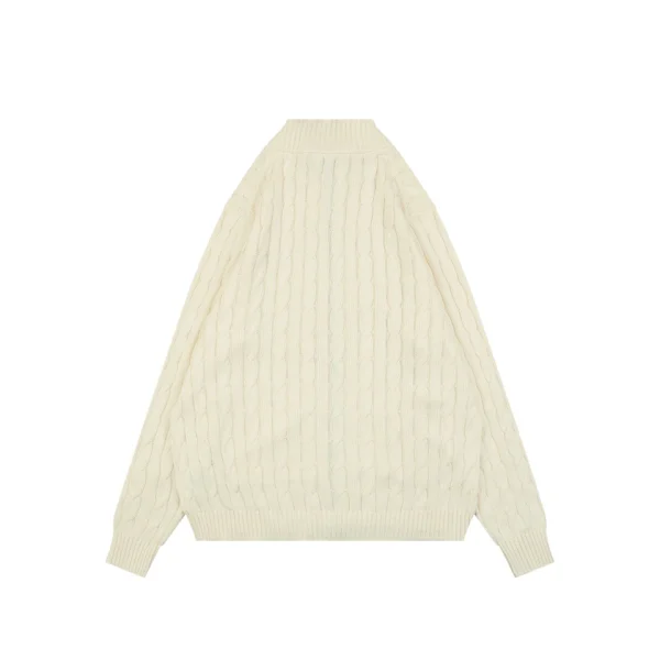 Ralph Lauren Cable-Knit Full-Zip Pony Logo Sweater Beige Back view