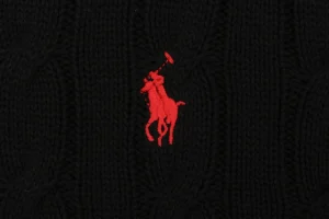 Ralph Lauren Cable-Knit Full-Zip Pony Logo Sweater Black Brand