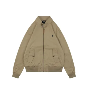 Ralph Lauren Pony Embroidered Harrington Jacket Khaki Front view