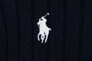 Ralph Lauren Pony Embroidered Ribbed Half-Zip Turtleneck Sweater Black Brand