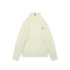 Ralph Lauren Pony Embroidered Ribbed Half-Zip Turtleneck Sweater (Beige/Black)